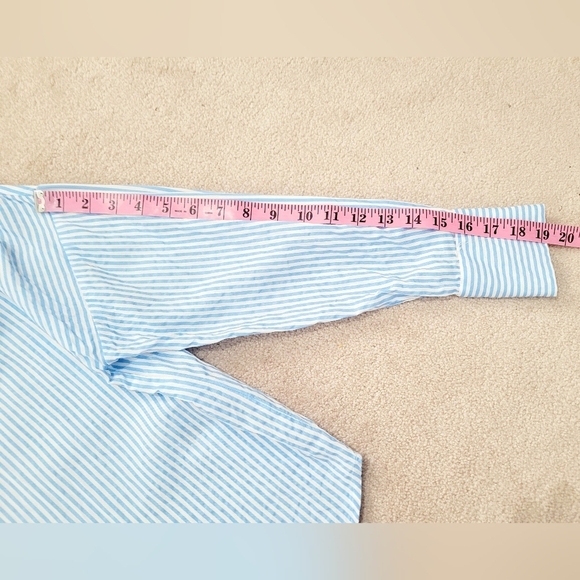 Vero Moda Woman's Oversize Size Small Button Up Shirt Blue White Stripe Blouse - Picture 11 of 14